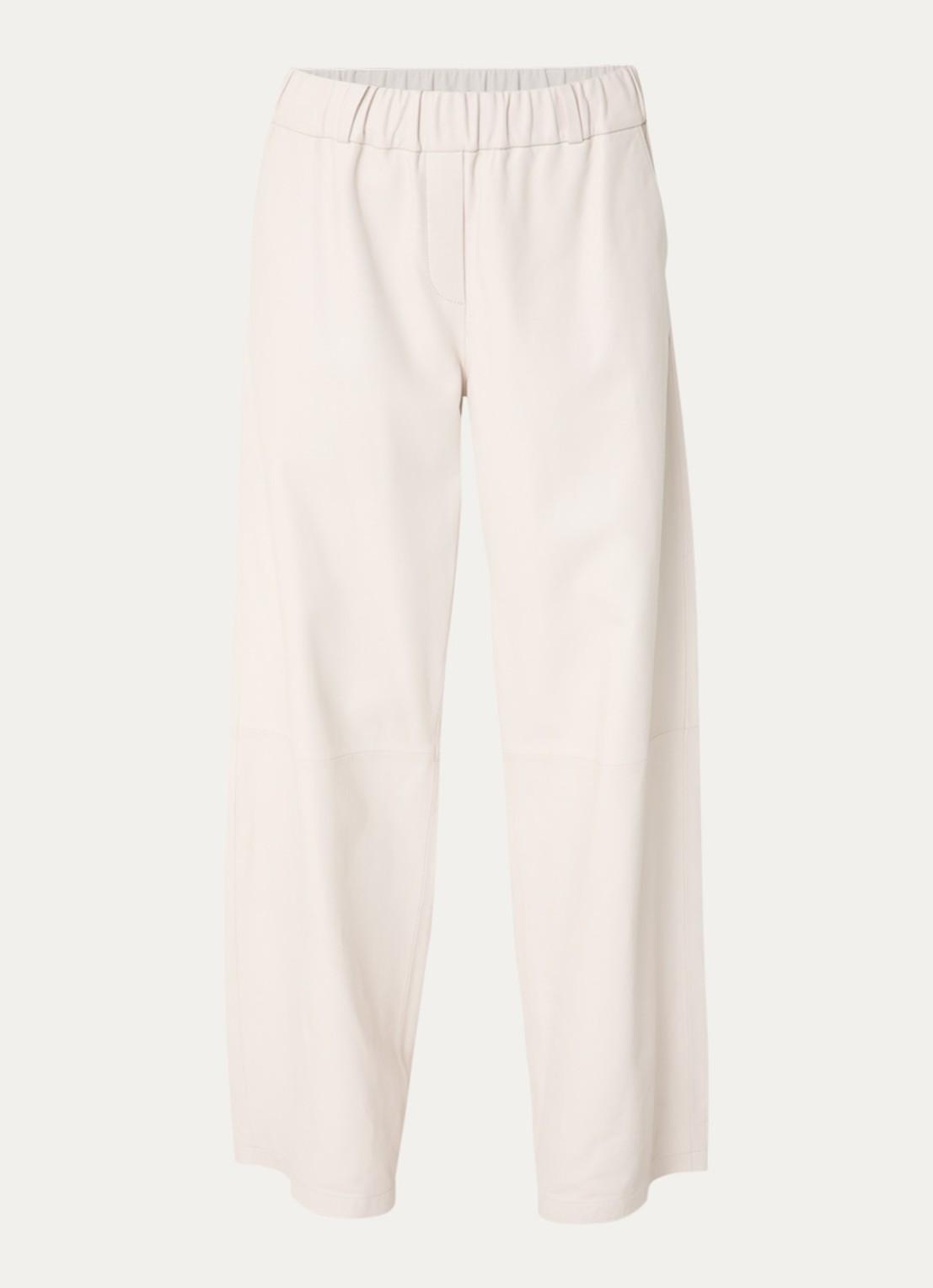 STUDIO AR Thalina high waist straight fit broek van schapenleer - voorkant 3 gebroken wit