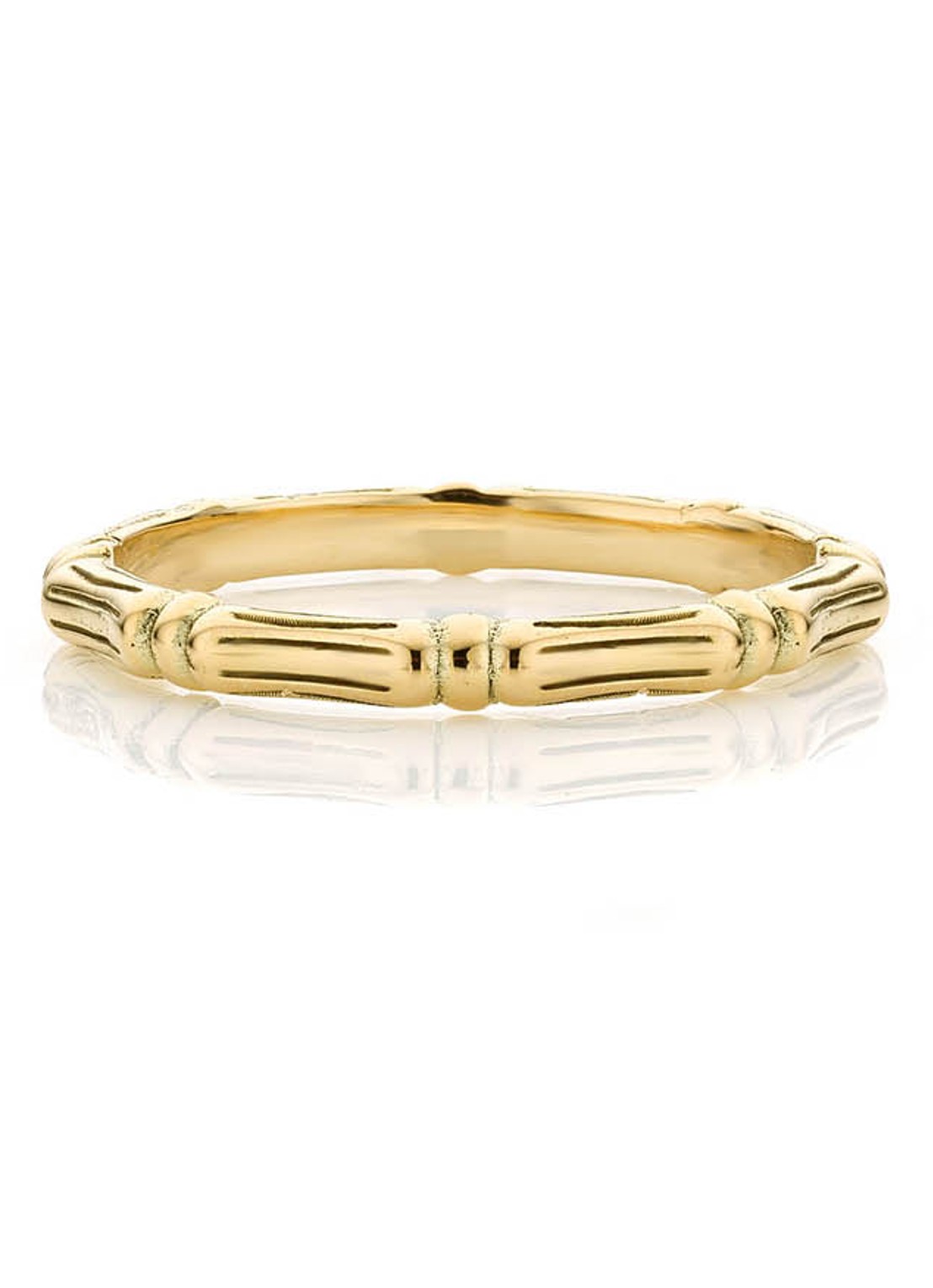 Studio Kroewe Bamboo ring van 14 karaat geelgoud - voorkant 4 geelgoud