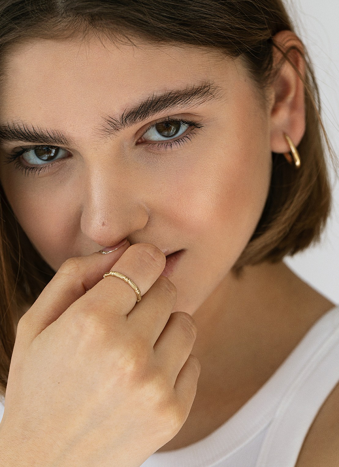 Studio Kroewe Bamboo ring van 14 karaat geelgoud - voorkant 5 geelgoud