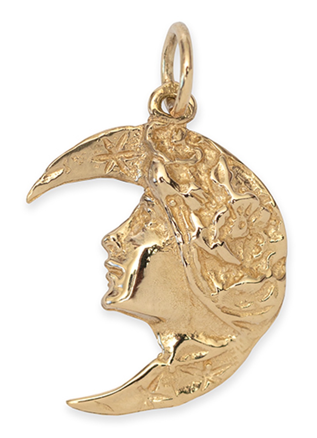 Studio Kroewe Moongirl hanger van 14 karaat geelgoud - voorkant geelgoud
