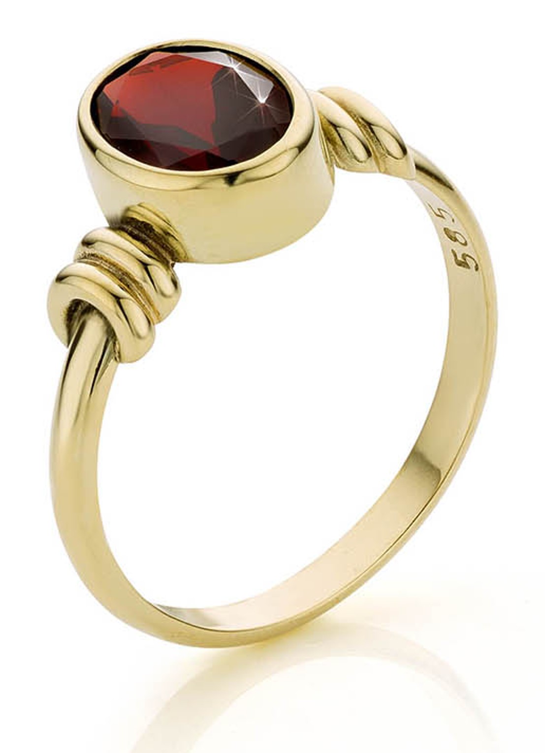 Studio Kroewe Winnie ring van 14 karaat geelgoud met granaat - detail 3 geelgoud