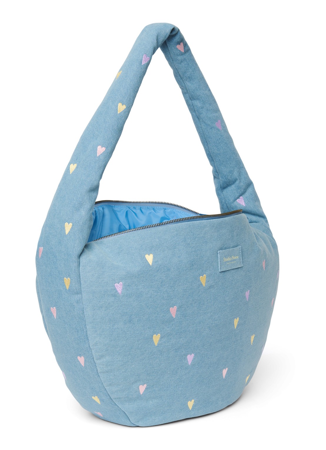 Studio Noos Crossbodytas van denim met borduring - detail 3 lichtblauw