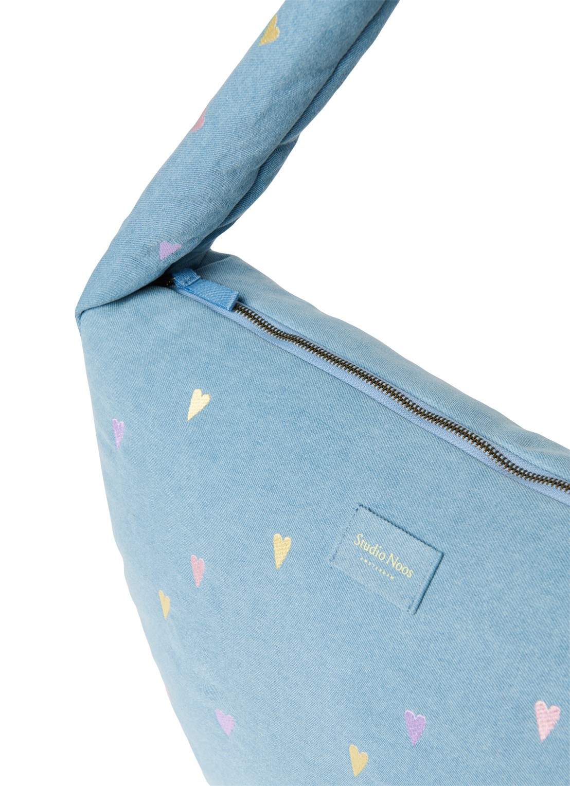 Studio Noos Crossbodytas van denim met borduring - detail 4 lichtblauw