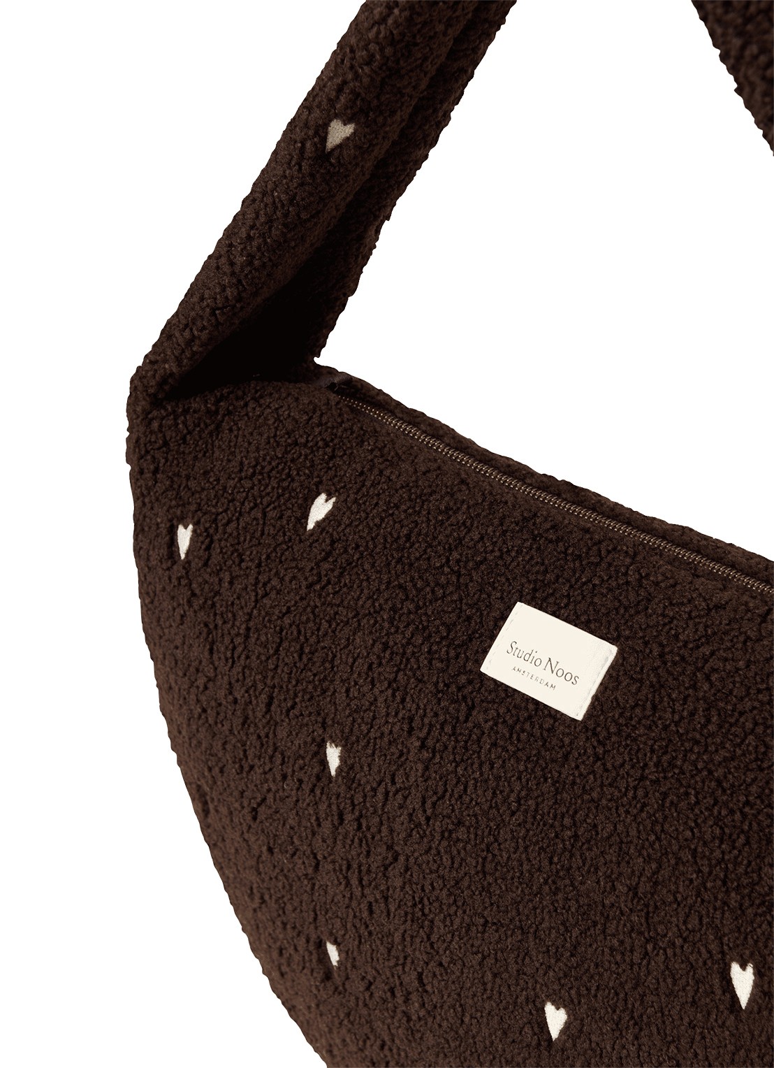 Studio Noos Crossbodytas van teddy - detail donkerbruin