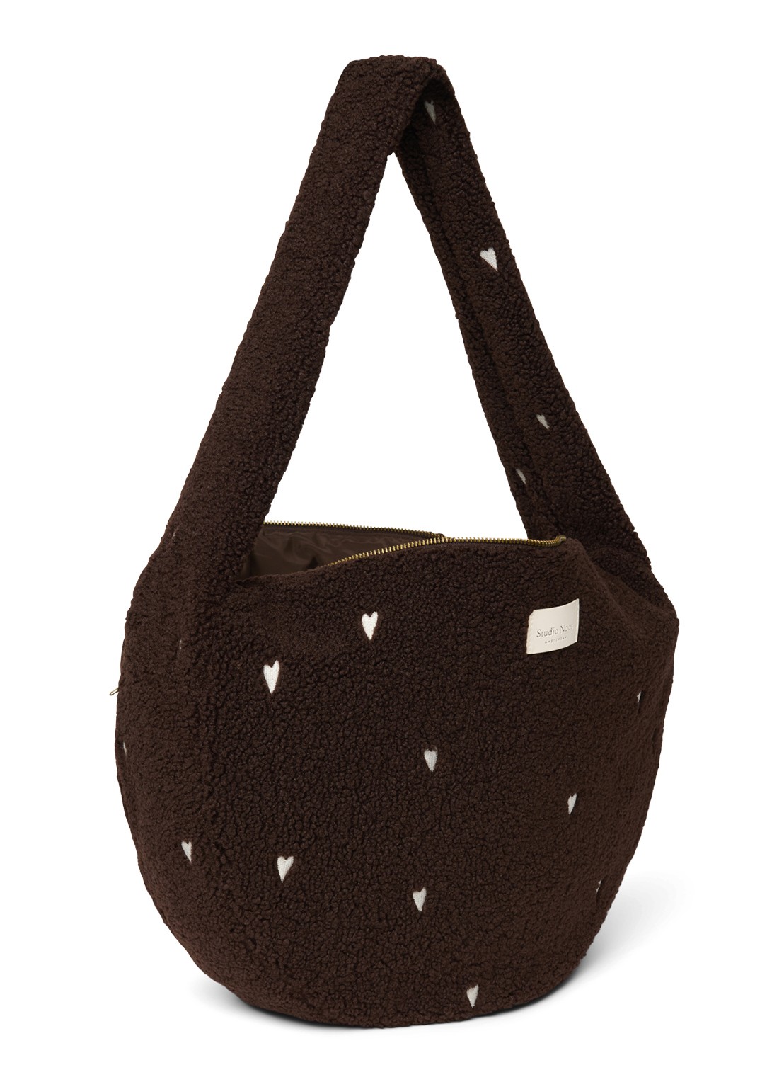 Studio Noos Crossbodytas van teddy - voorkant 6 donkerbruin