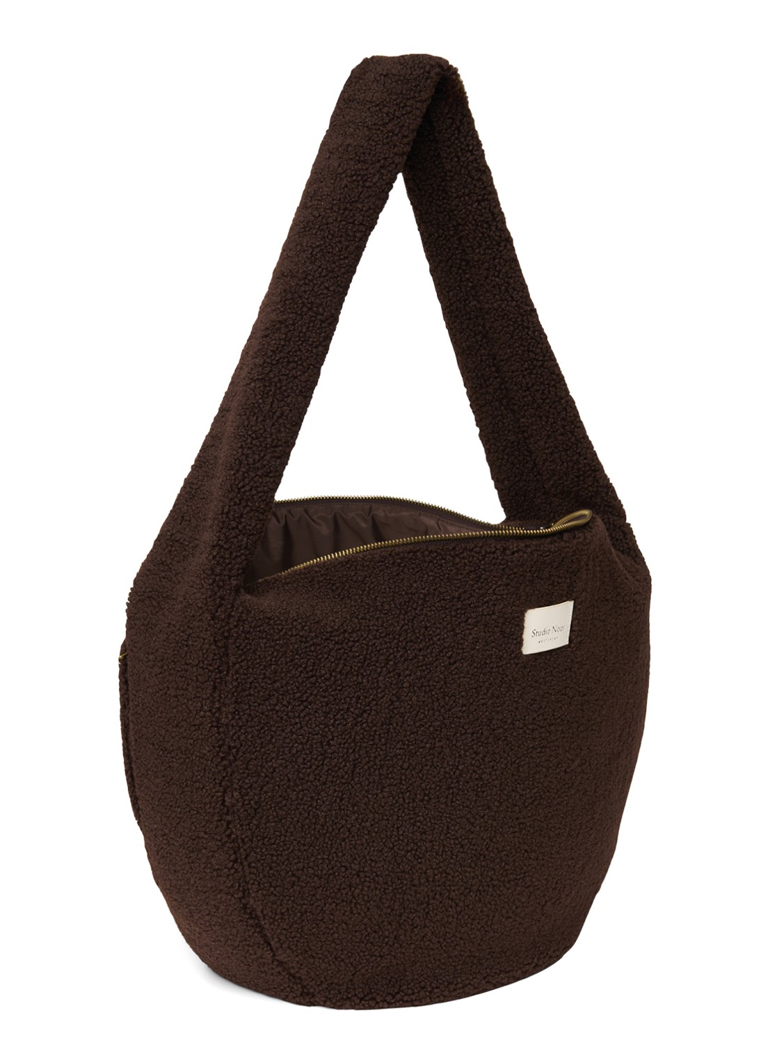 Studio Noos Crossbodytas van teddy - achterkant 7 chocoladebruin