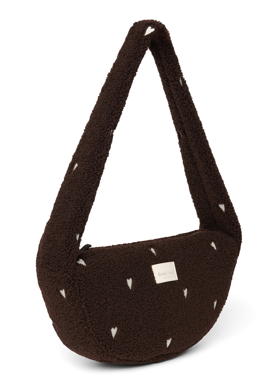 Studio Noos Crossbodytas van teddy - achterkant 4 donkerbruin