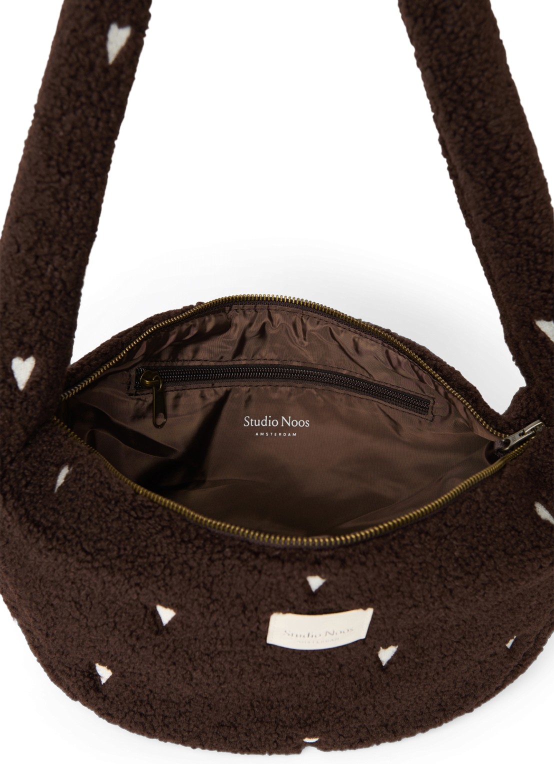 Studio Noos Crossbodytas van teddy - detail 3 donkerbruin