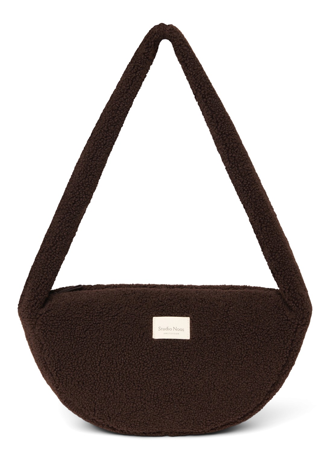 Studio Noos Crossbodytas van teddy - voorkant chocoladebruin