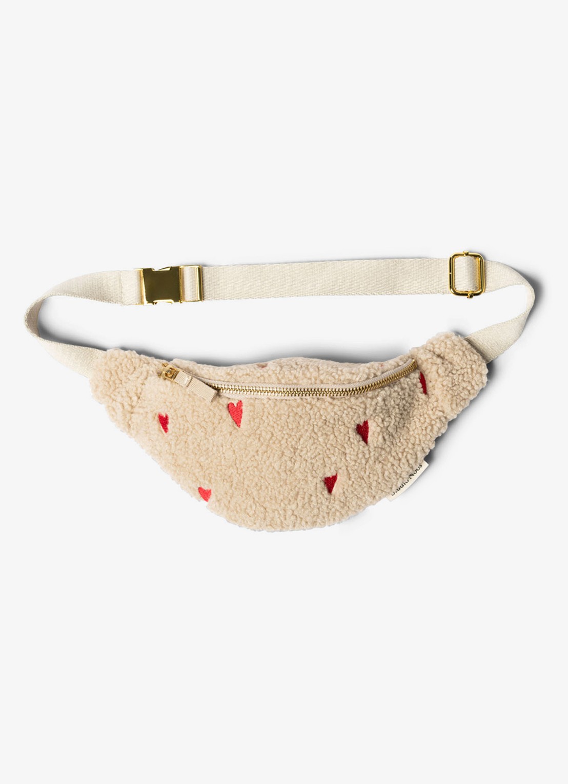Studio Noos Hearts heuptas van teddy met borduring - detail beige