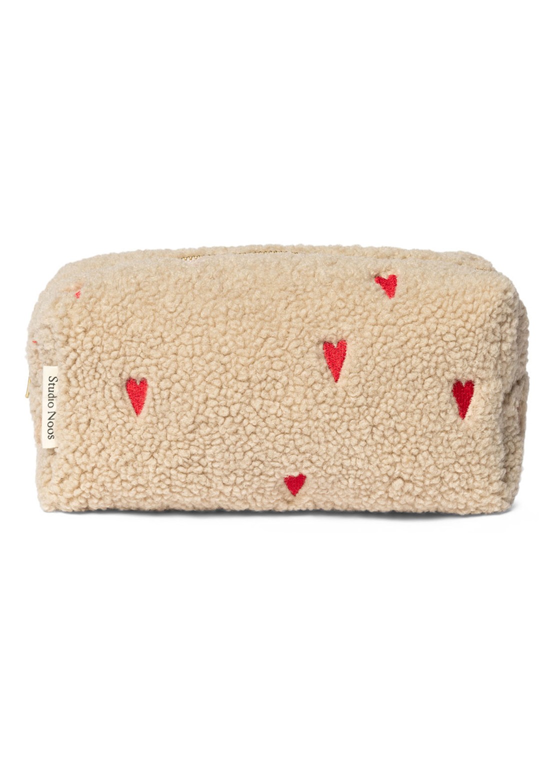 Studio Noos Hearts make-up tas van teddy - voorkant 2 beige