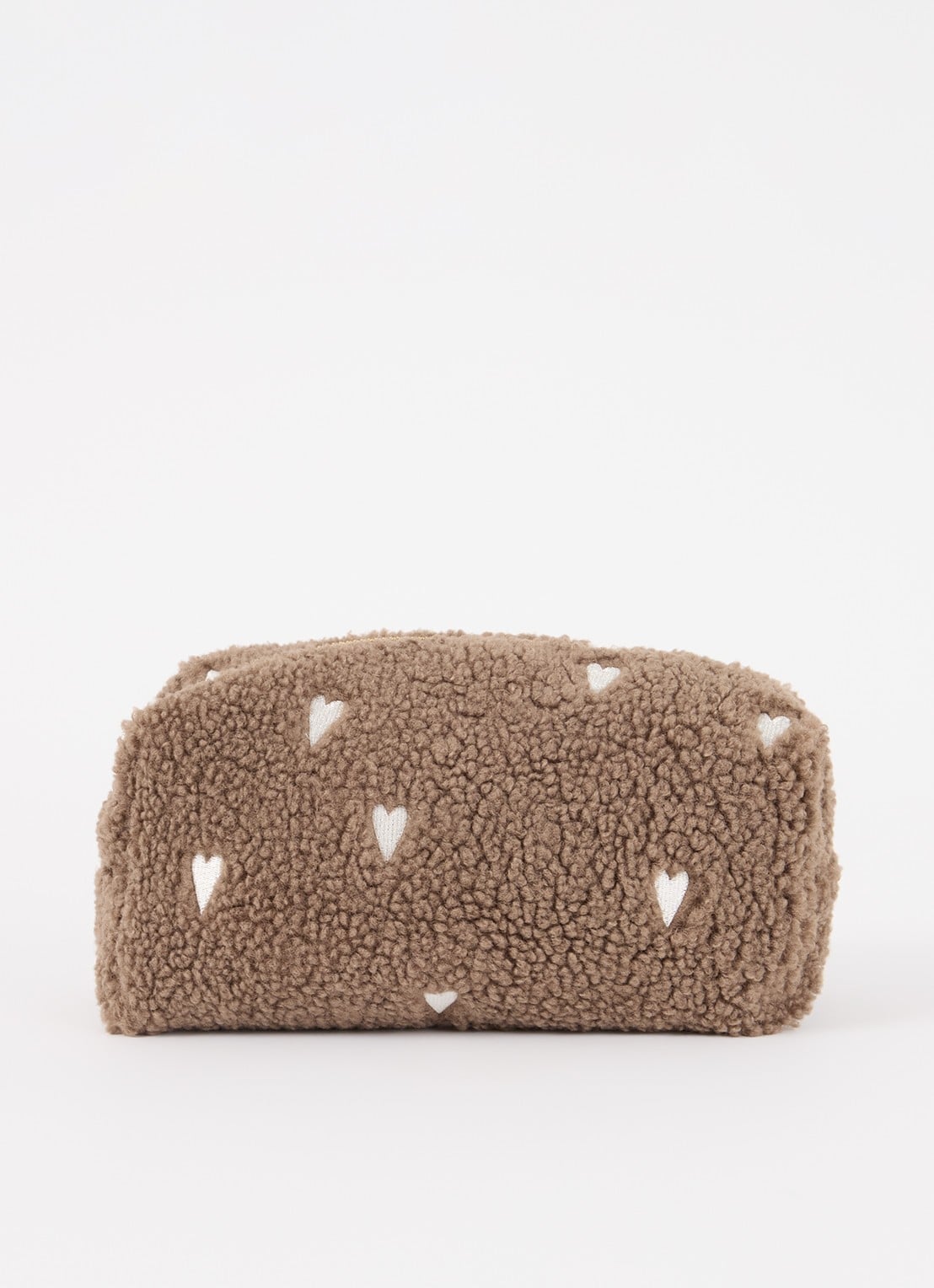 Studio Noos Hearts make-up tas van teddy - voorkant lichtbruin