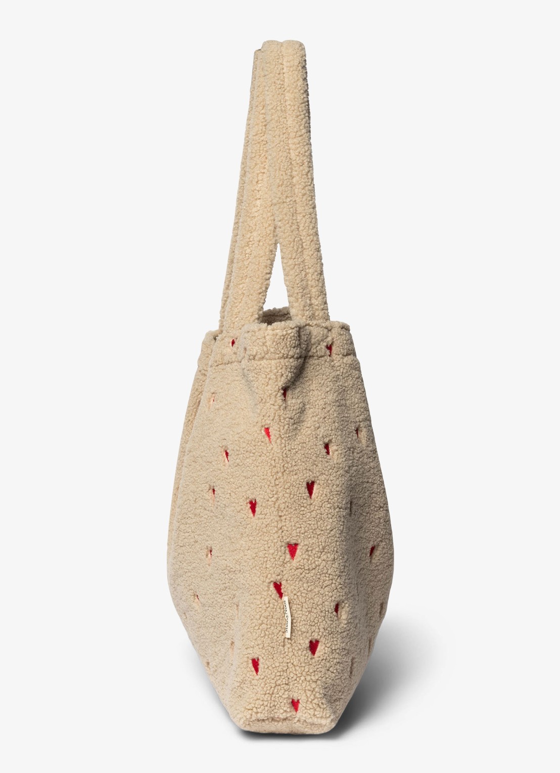 Studio Noos Hearts Mom-Bag van teddy met borduring - detail 4 donkerbeige