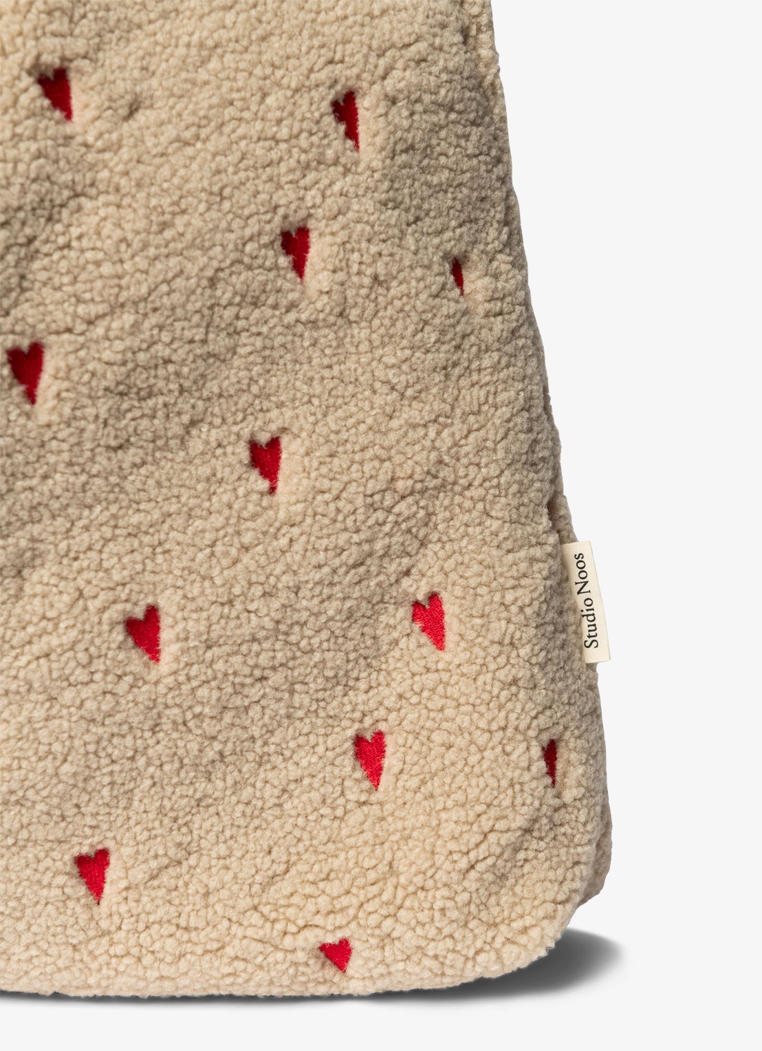 Studio Noos Hearts Mom-Bag van teddy met borduring - detail 5 donkerbeige