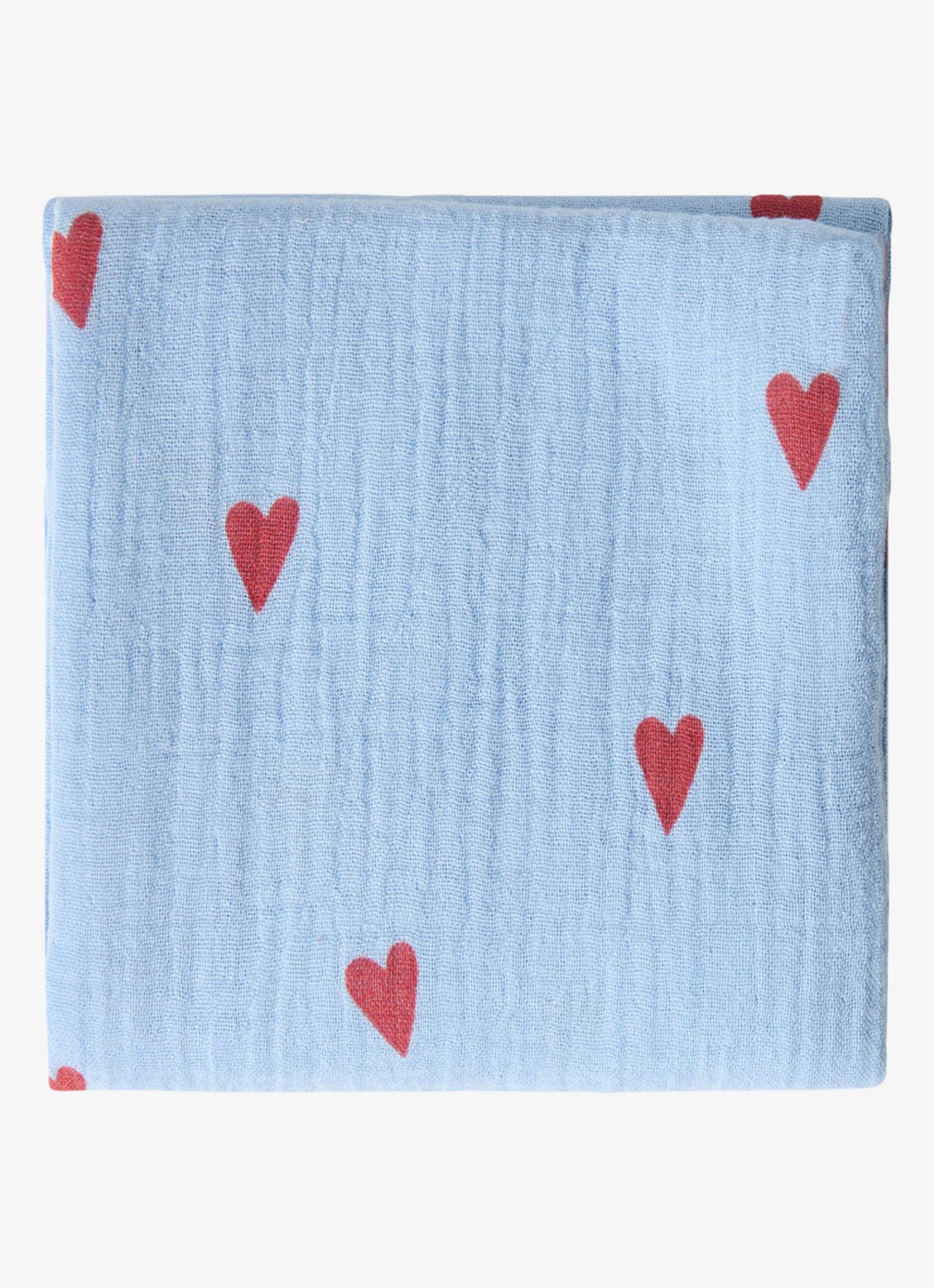 Studio Noos Light Blue Hearts 100% katoen | 70 x 70 cm - detail blauw