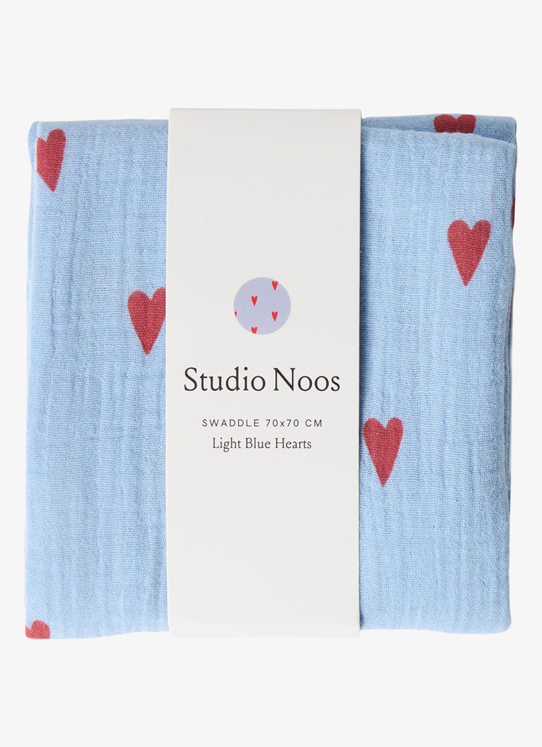 Studio Noos Light Blue Hearts 100% katoen | 70 x 70 cm - voorkant 2 blauw