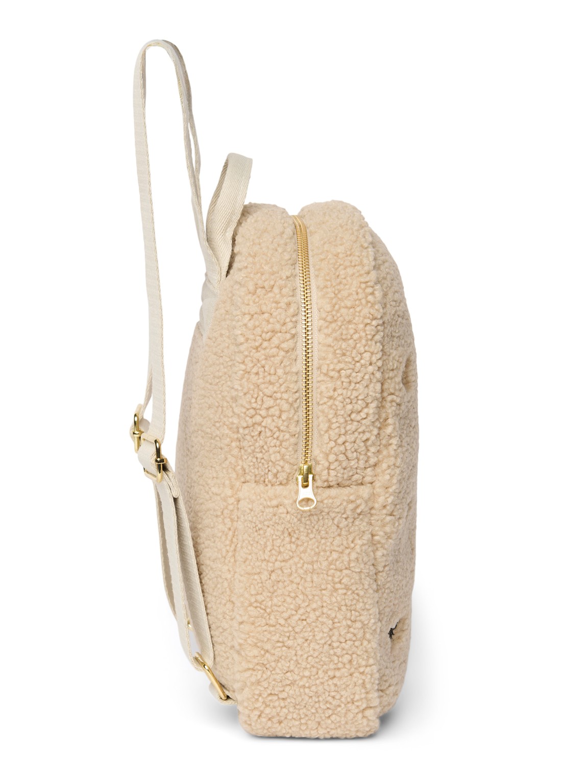Studio Noos Mini rugzak van teddy - achterkant 4 beige