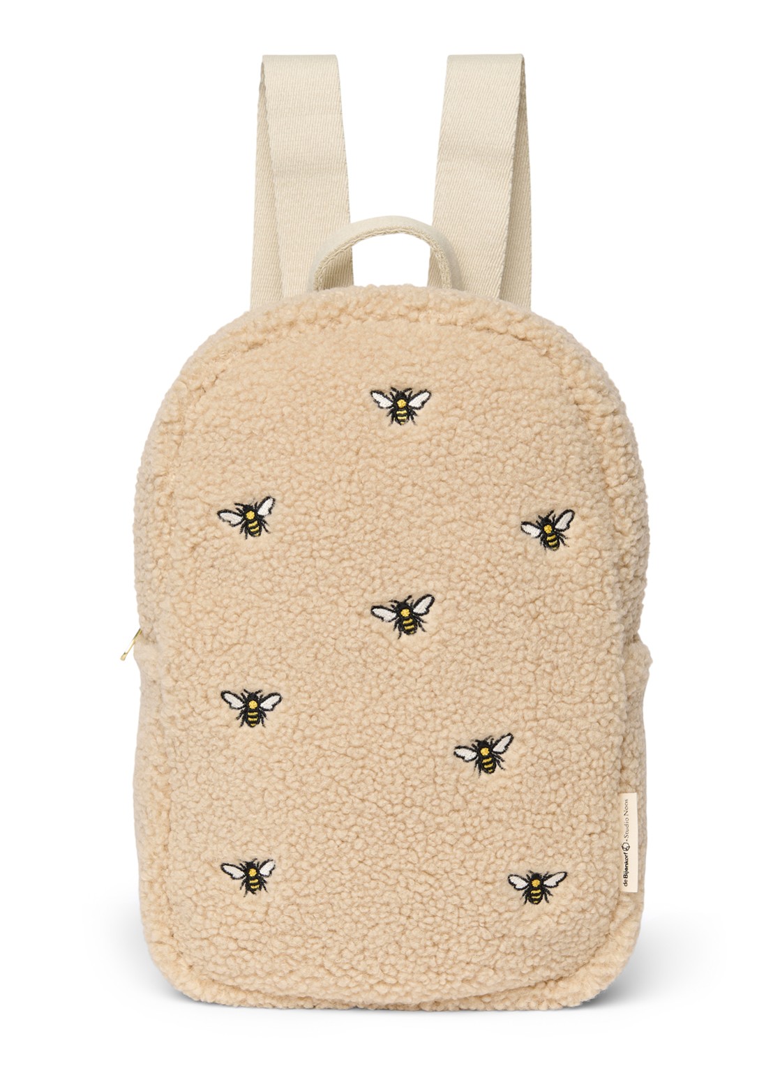 Studio Noos Mini rugzak van teddy - voorkant beige