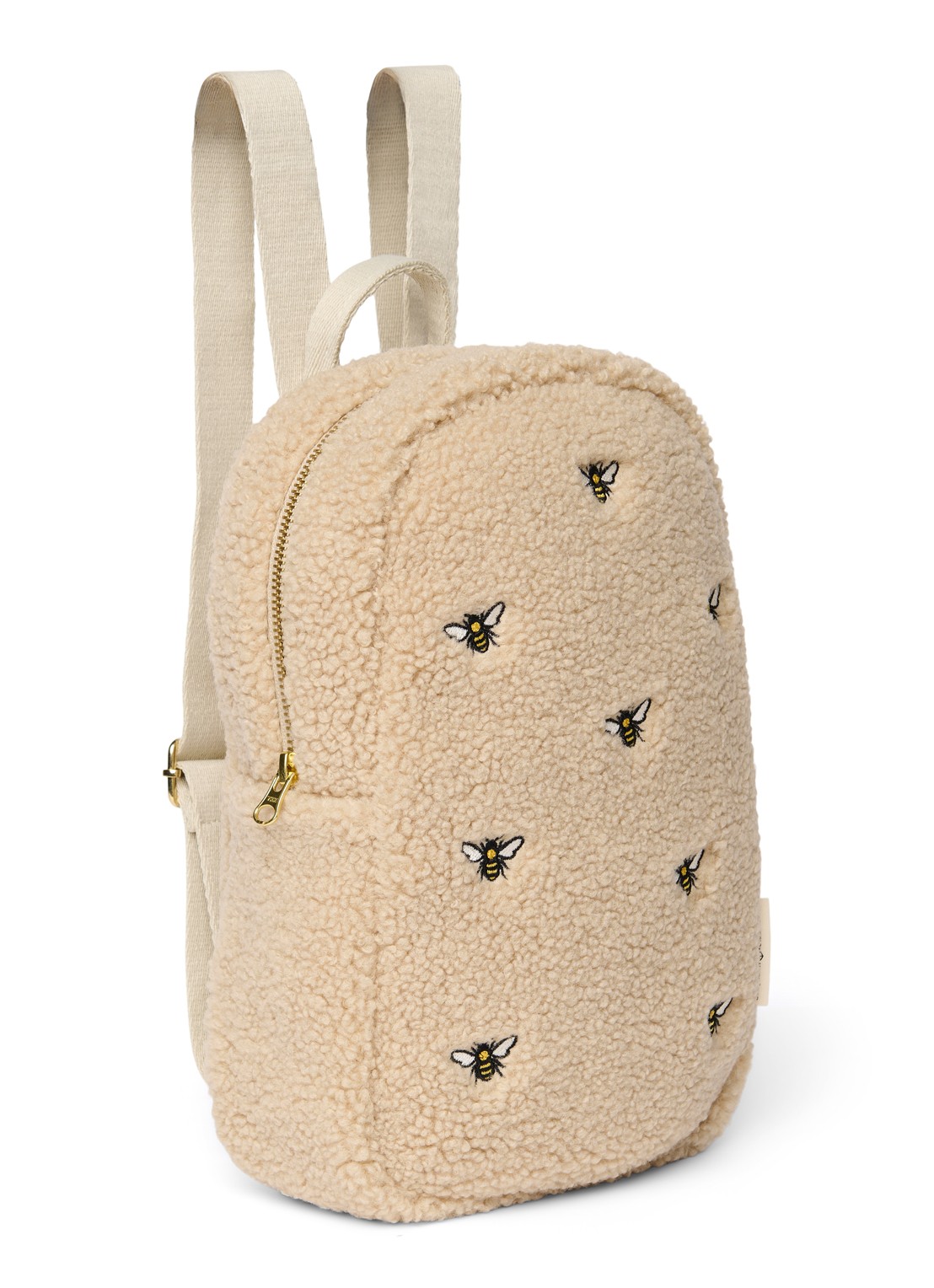 Studio Noos Mini rugzak van teddy - voorkant 2 beige