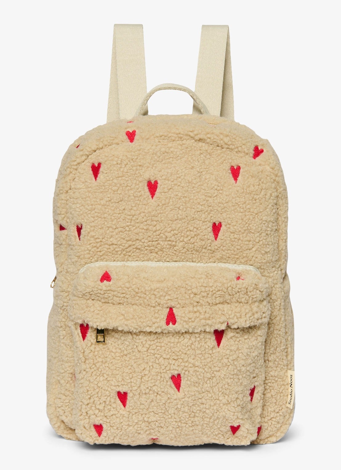 Studio Noos Teddy Hearts rugzak - voorkant 3 ivoor