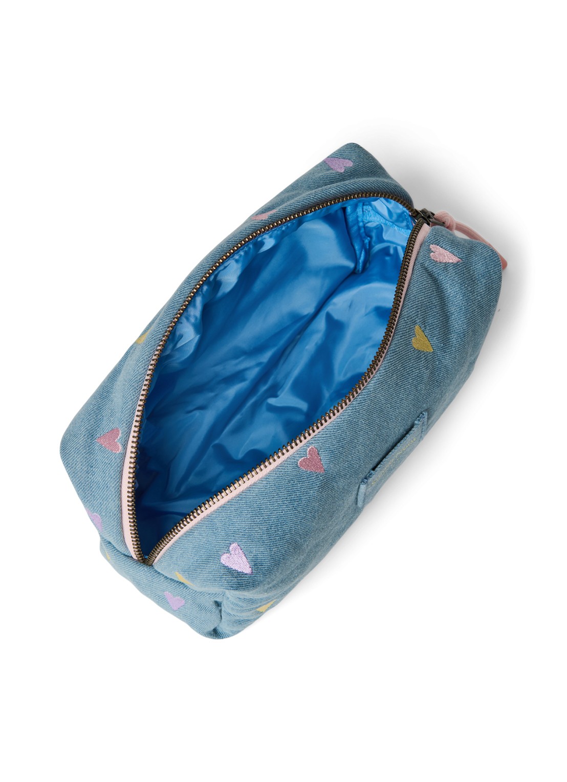 Studio Noos Toilettas van denim met borduring - detail lichtblauw