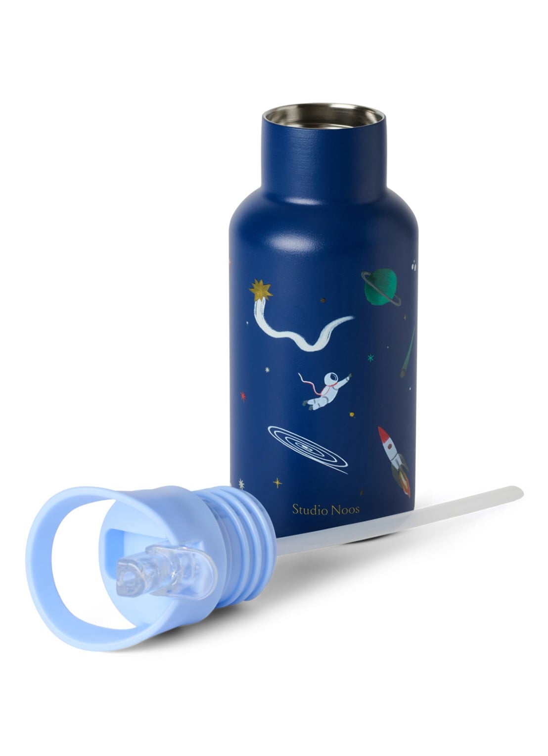 Studio Noos Waterfles met print 35 cl - detail blauw