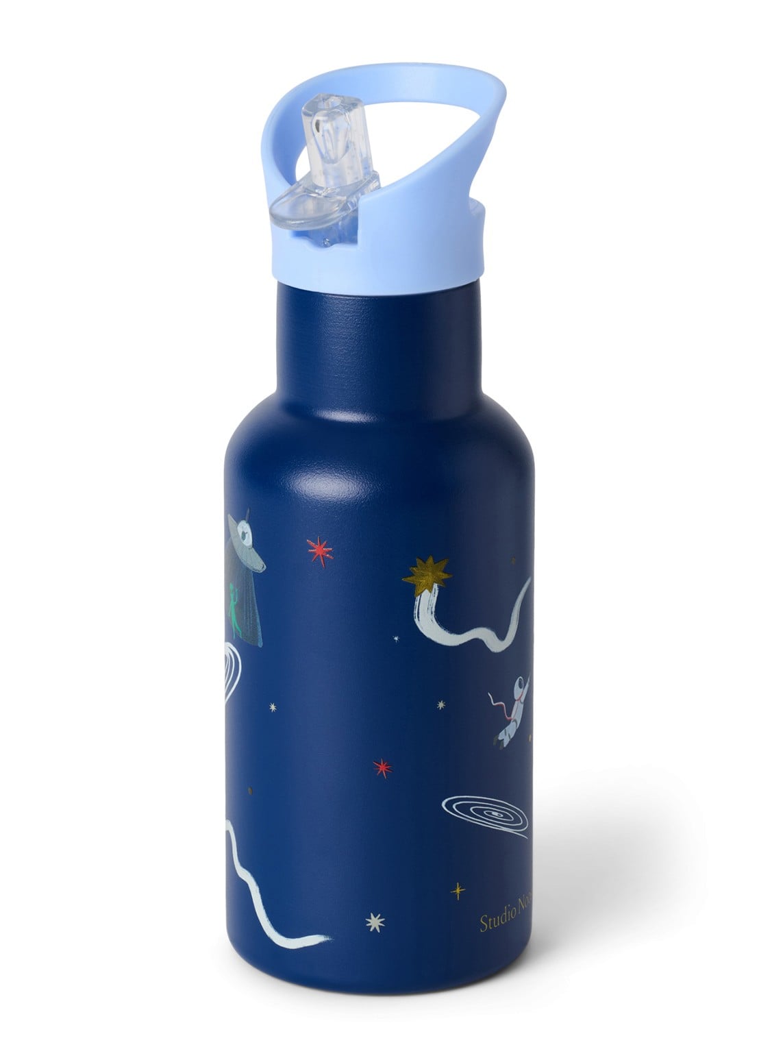 Studio Noos Waterfles met print 35 cl - detail 2 blauw