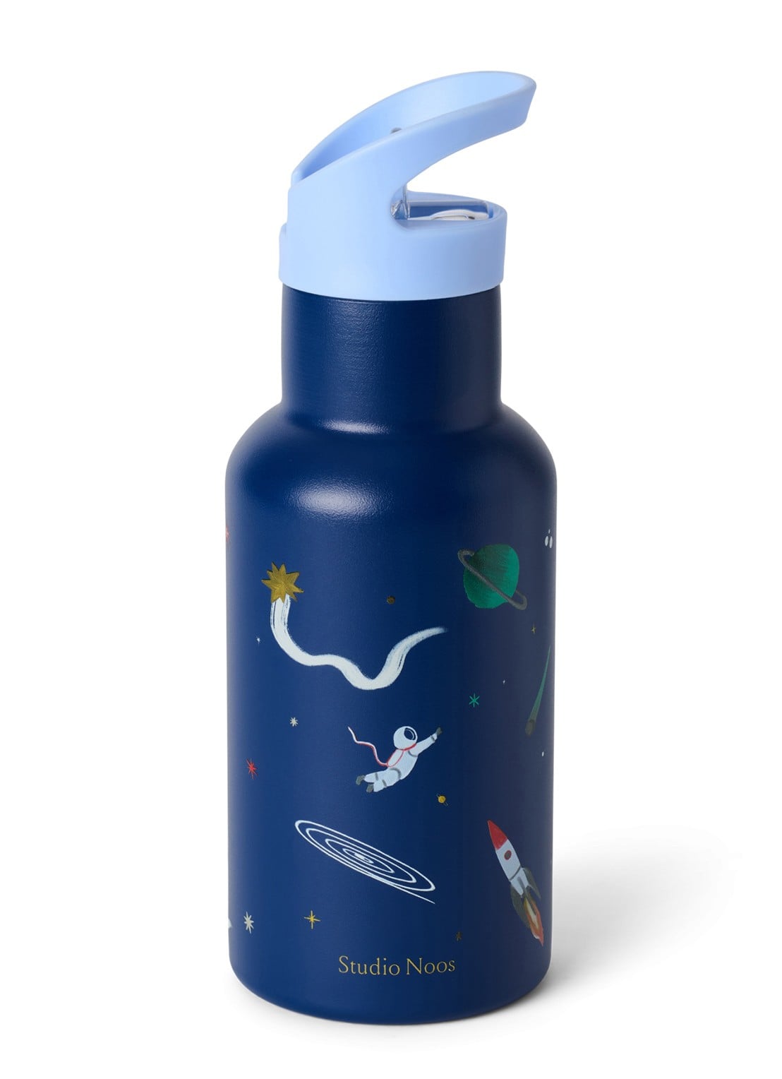 Studio Noos Waterfles met print 35 cl - voorkant 4 blauw
