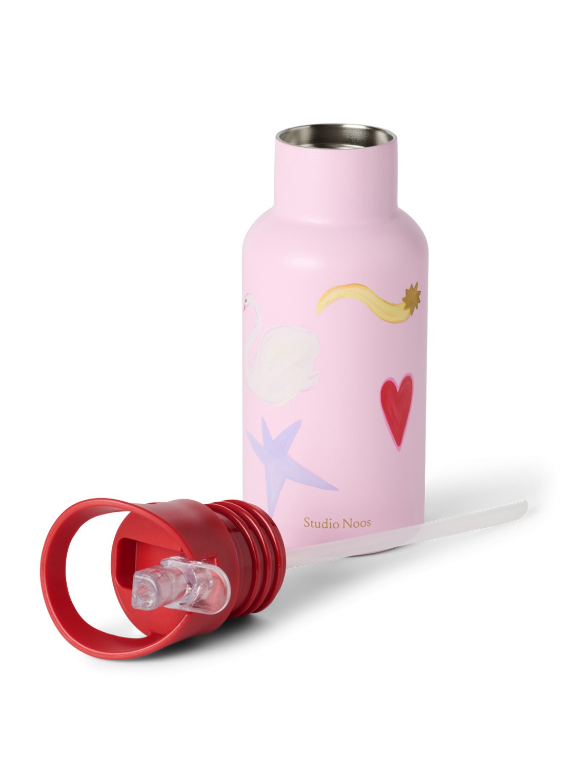 Studio Noos Waterfles met print 35 cl - detail paars