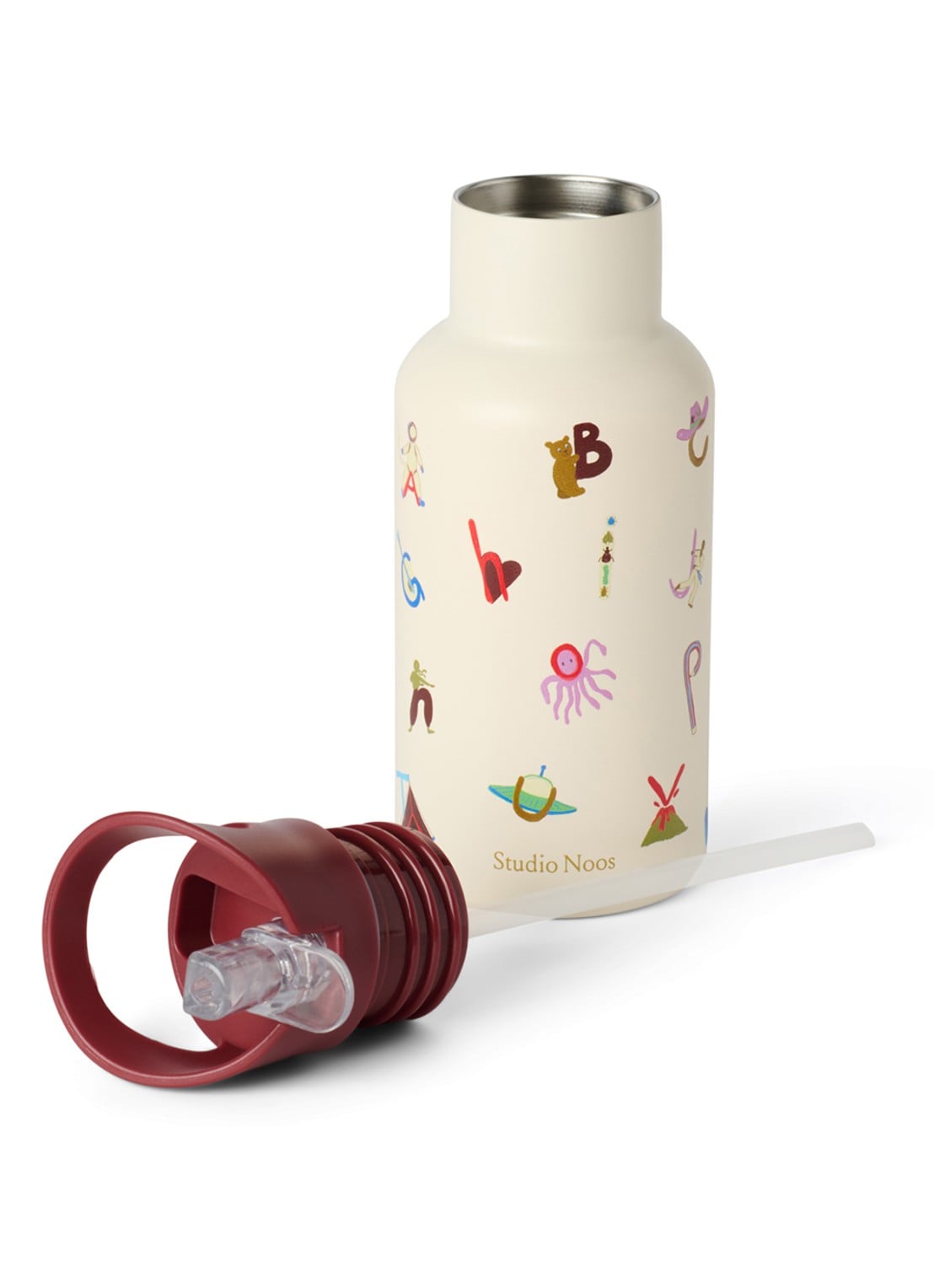 Studio Noos Waterfles met print 35 cl - achterkant 3 gebroken wit