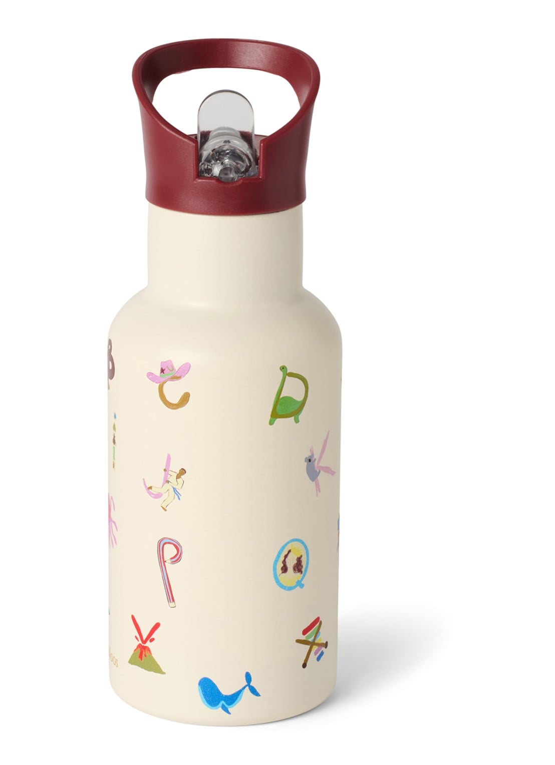 Studio Noos Waterfles met print 35 cl - detail 2 gebroken wit