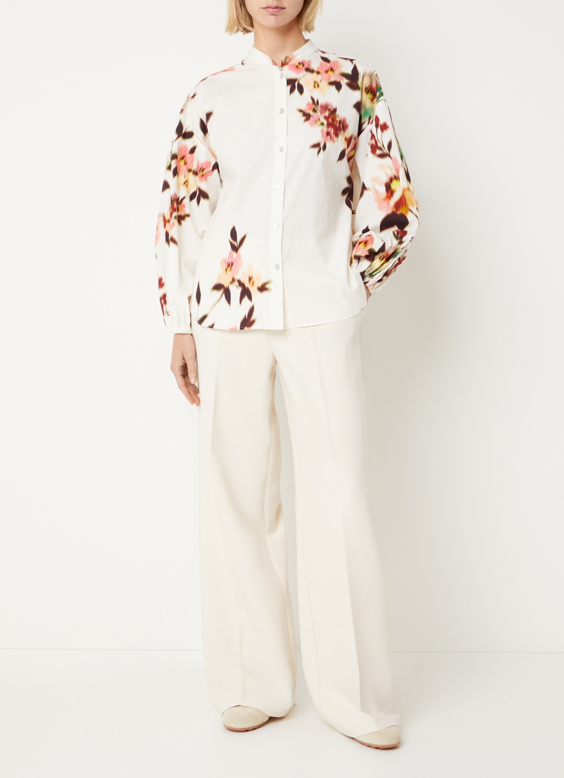 Summum Blouse met bloemenprint - voorkant 2 wit