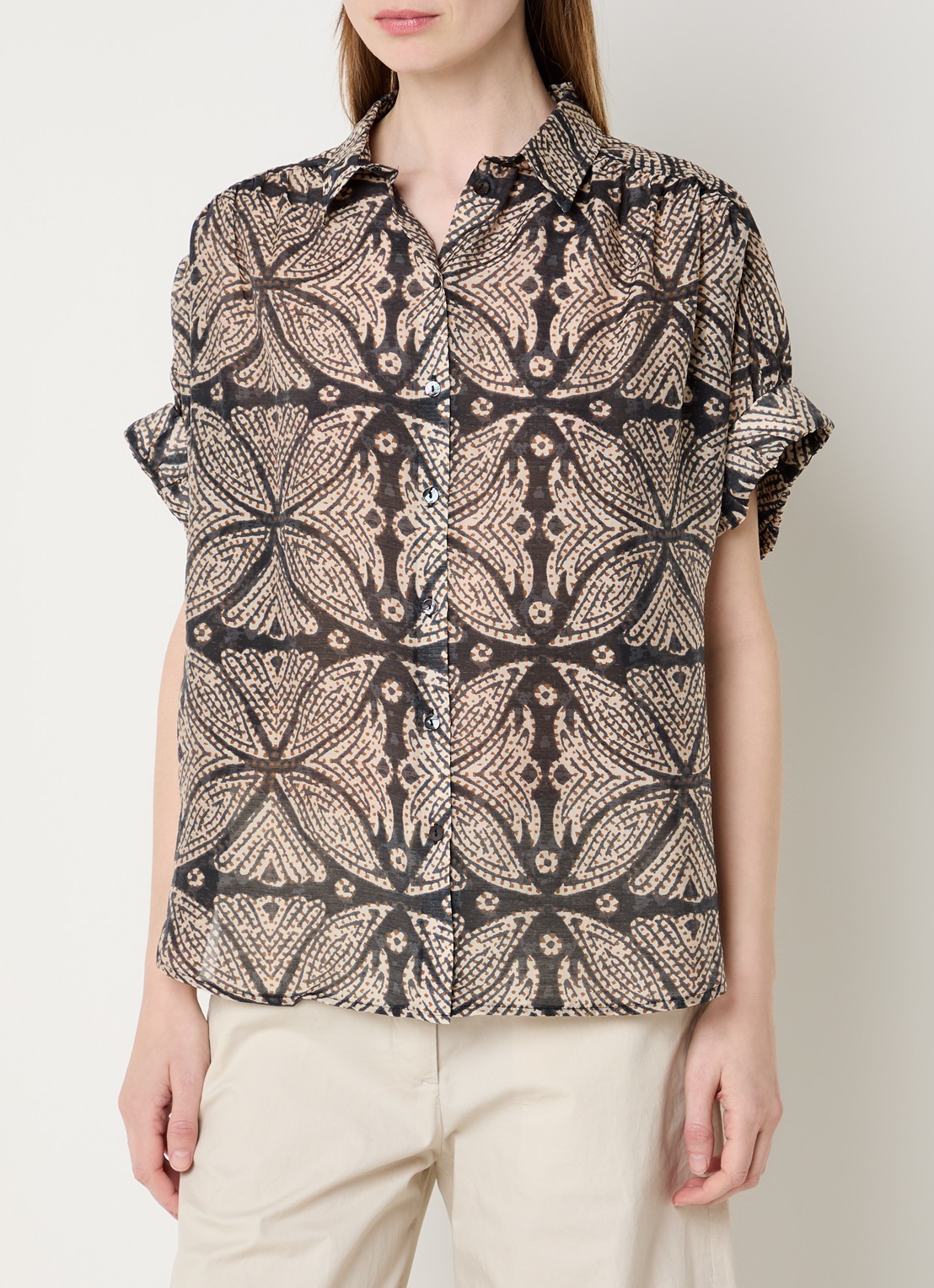 Summum Blouse met grafische print - detail zwart