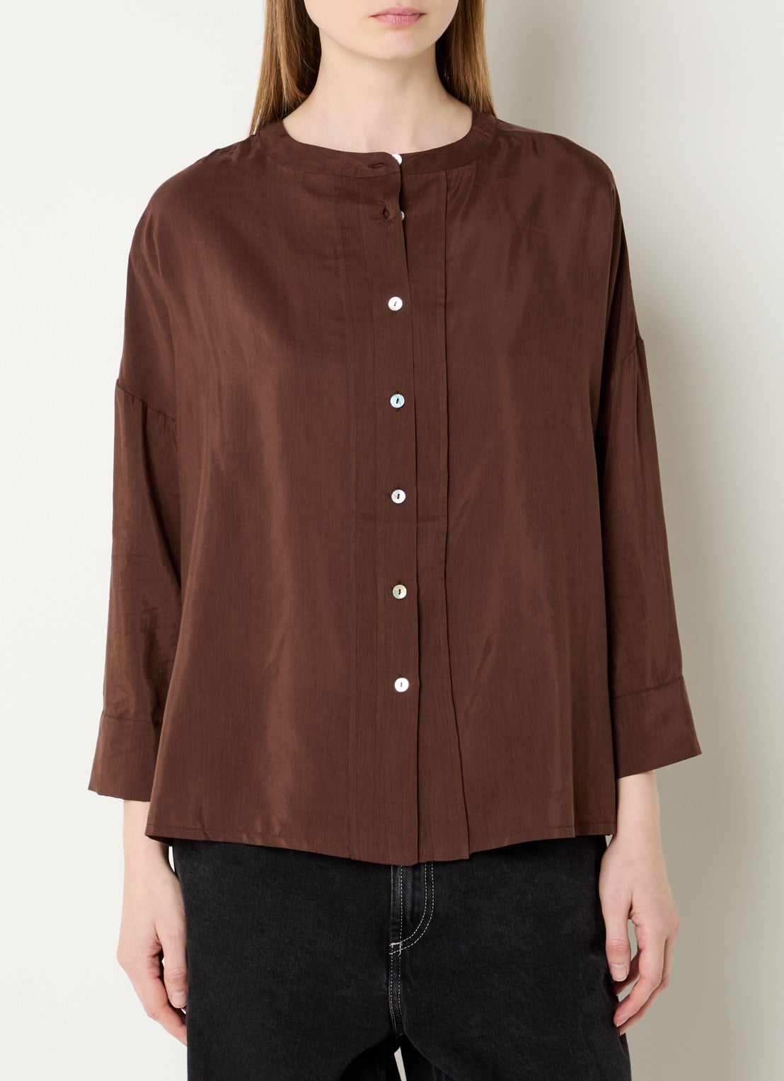 Summum Blouse met plooidetail - detail 3 bruin