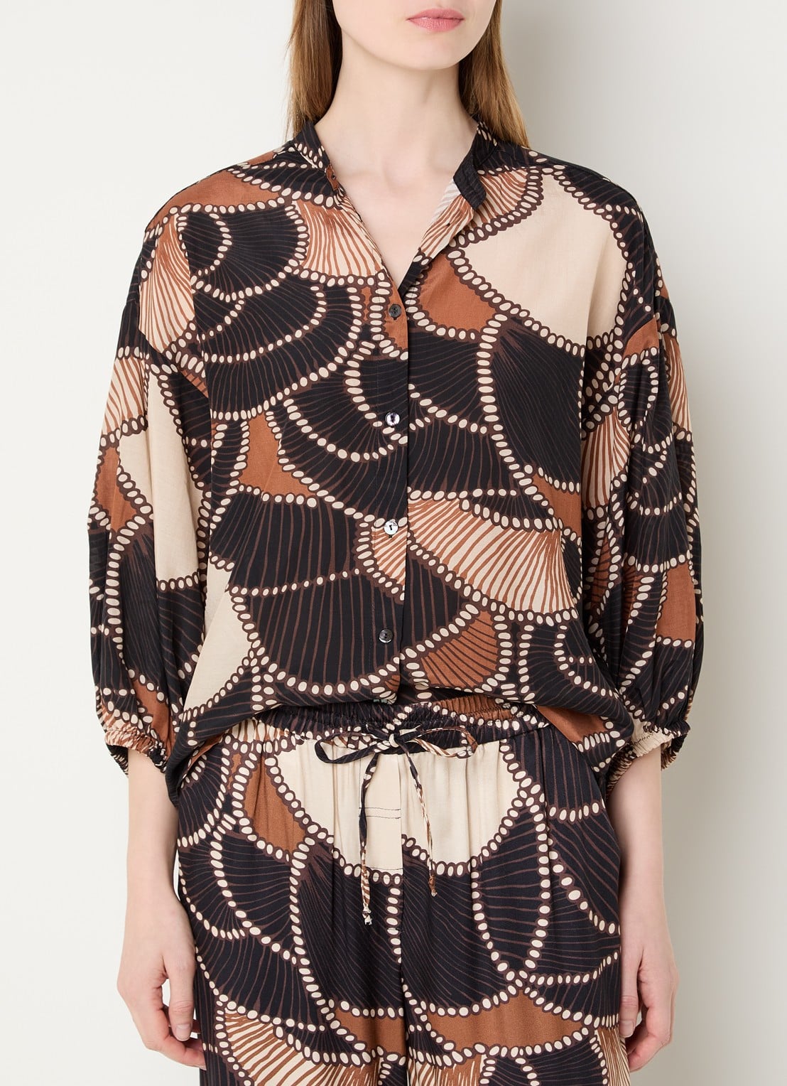 Summum Blouse met print en ballonmouw - detail 2 zwart