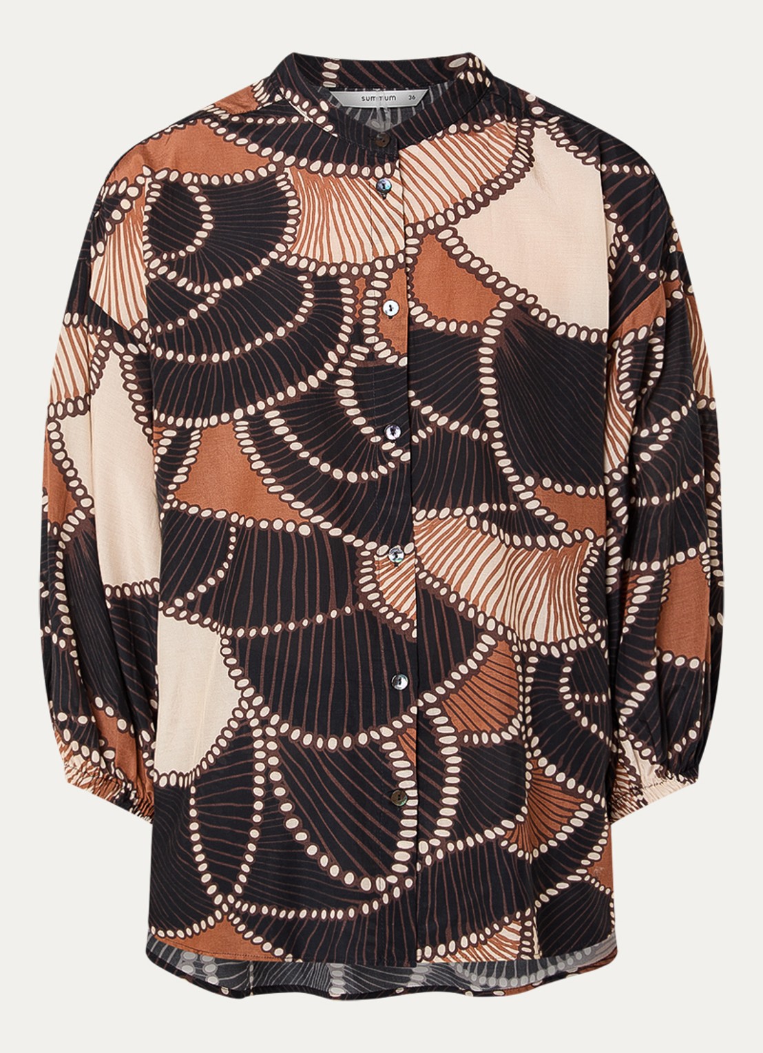 Summum Blouse met print en ballonmouw - voorkant 3 zwart