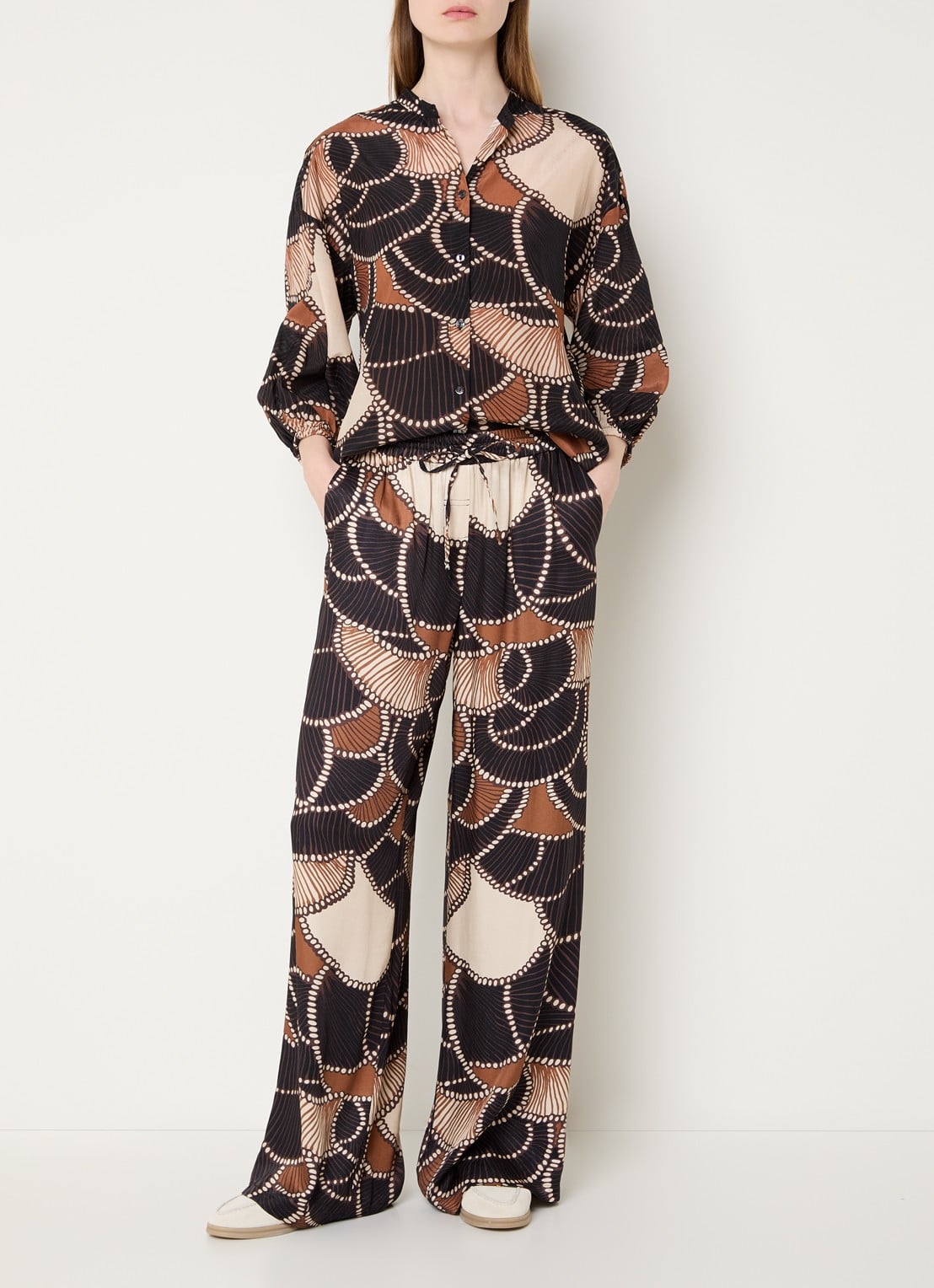 Summum Blouse met print en ballonmouw - voorkant 4 zwart