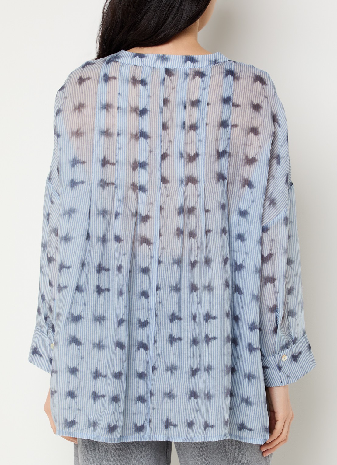 Summum Blouse met print en boothals - achterkant 3 lichtblauw