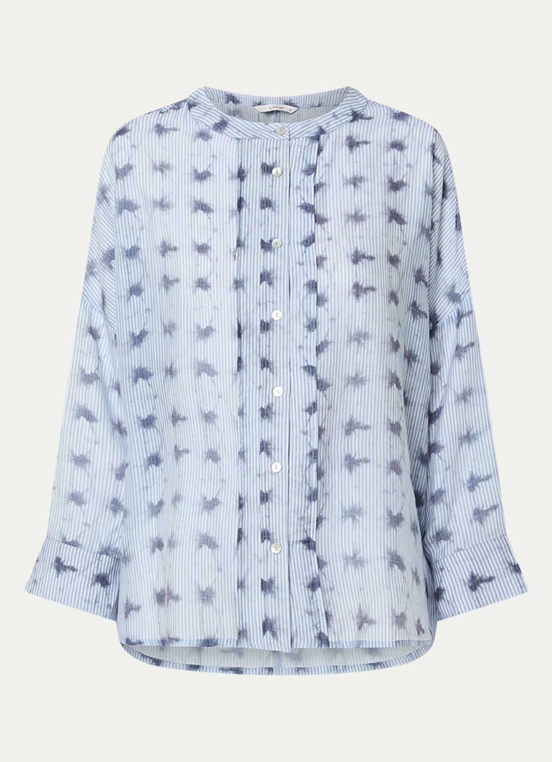 Summum Blouse met print en boothals - voorkant lichtblauw