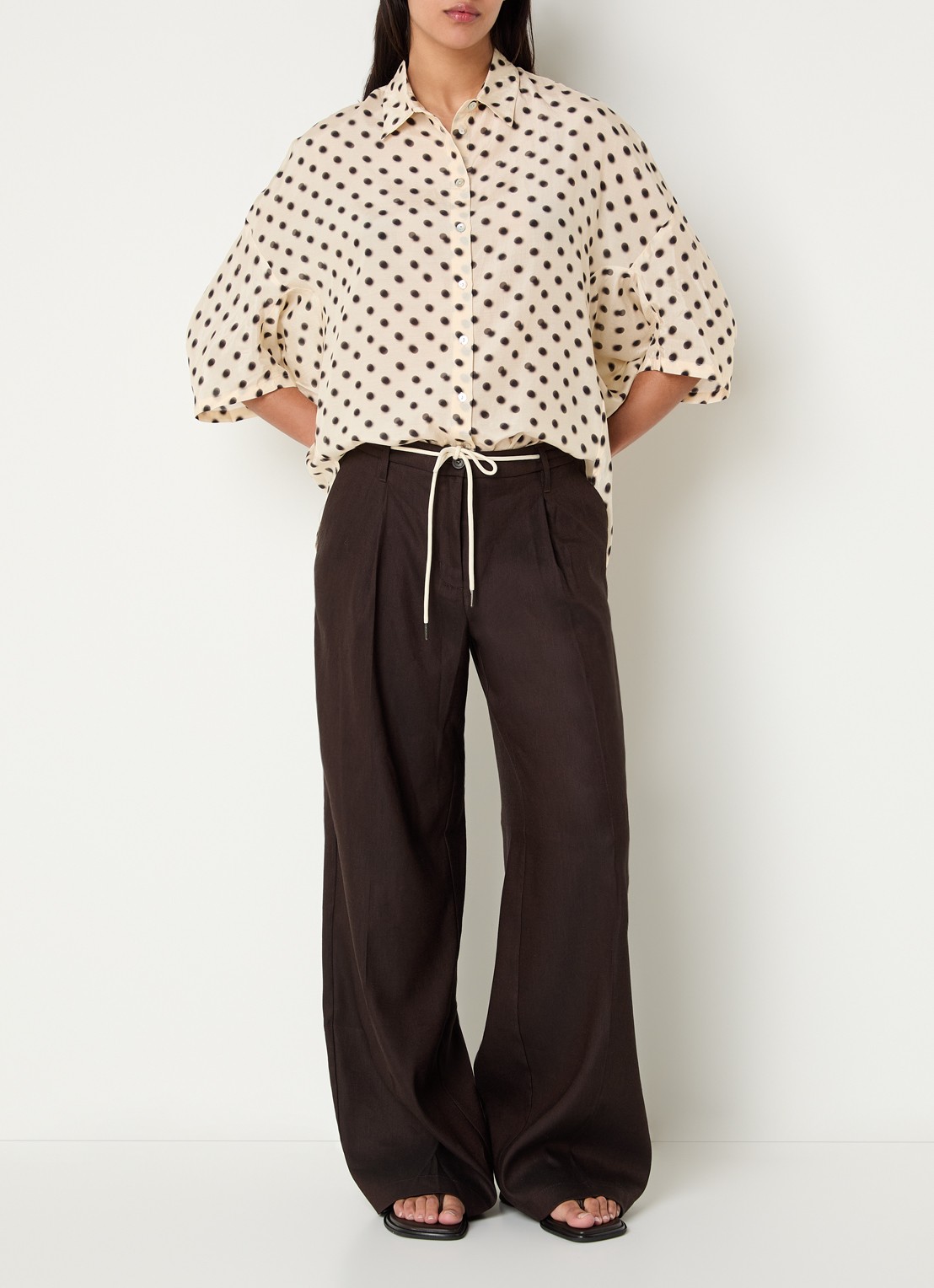 Summum Blouse met stippenprint - voorkant 3 ivoor