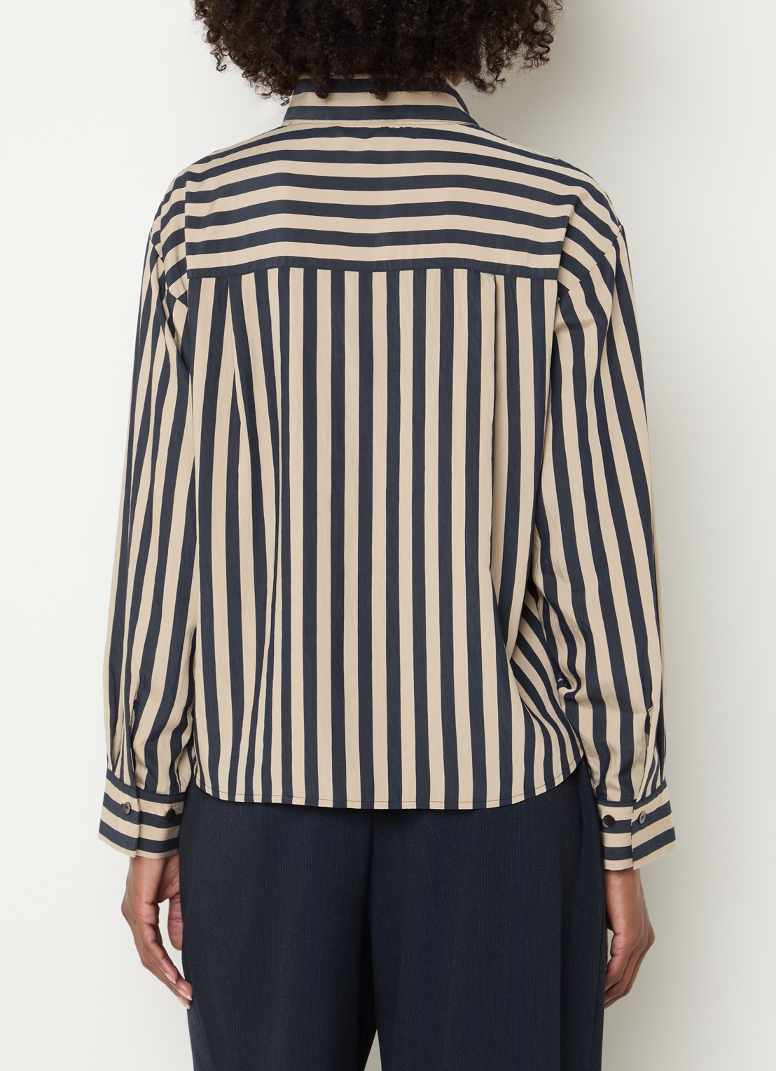 Summum Blouse met streepprint en sjaalkraag - achterkant donkerblauw
