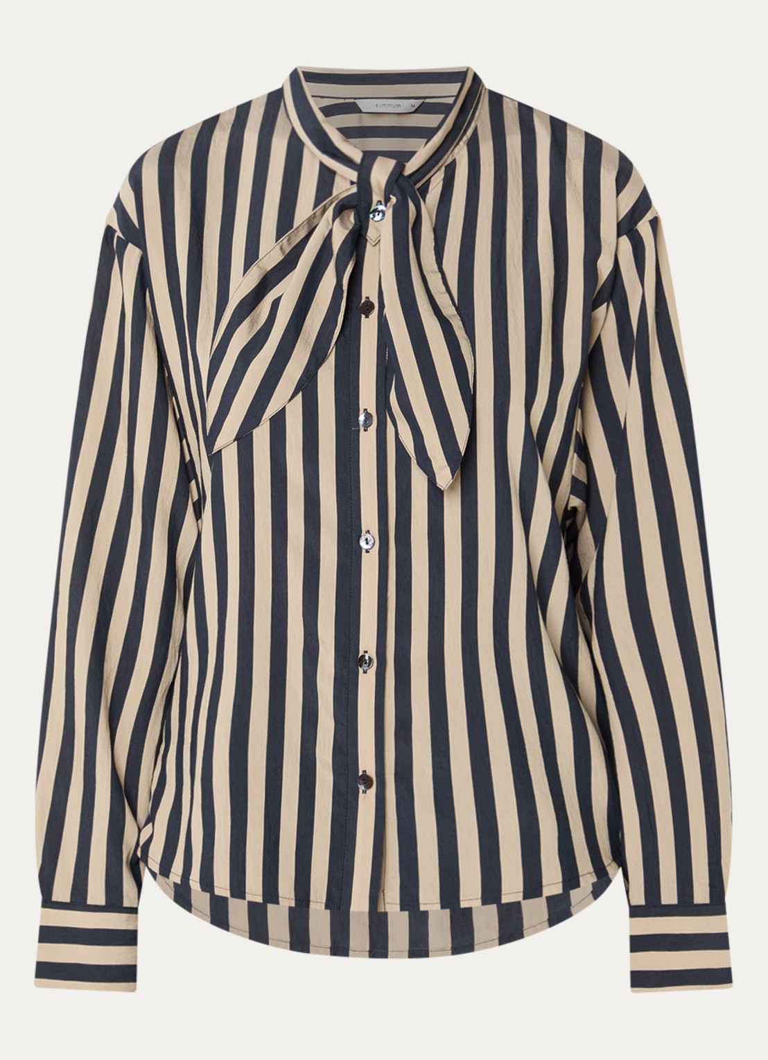 Summum Blouse met streepprint en sjaalkraag - voorkant 3 donkerblauw