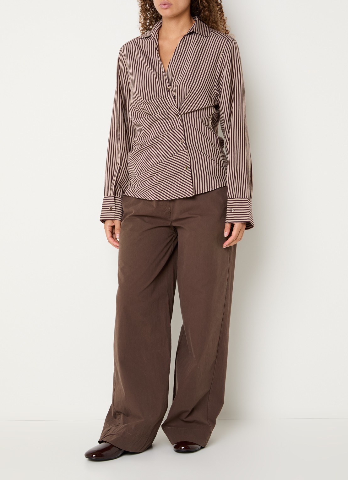 Summum Blouse met streepprint - voorkant 3 bruin