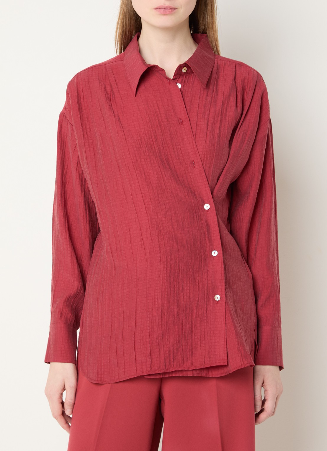 Summum Blouse met structuur - detail 3 cranberryrood