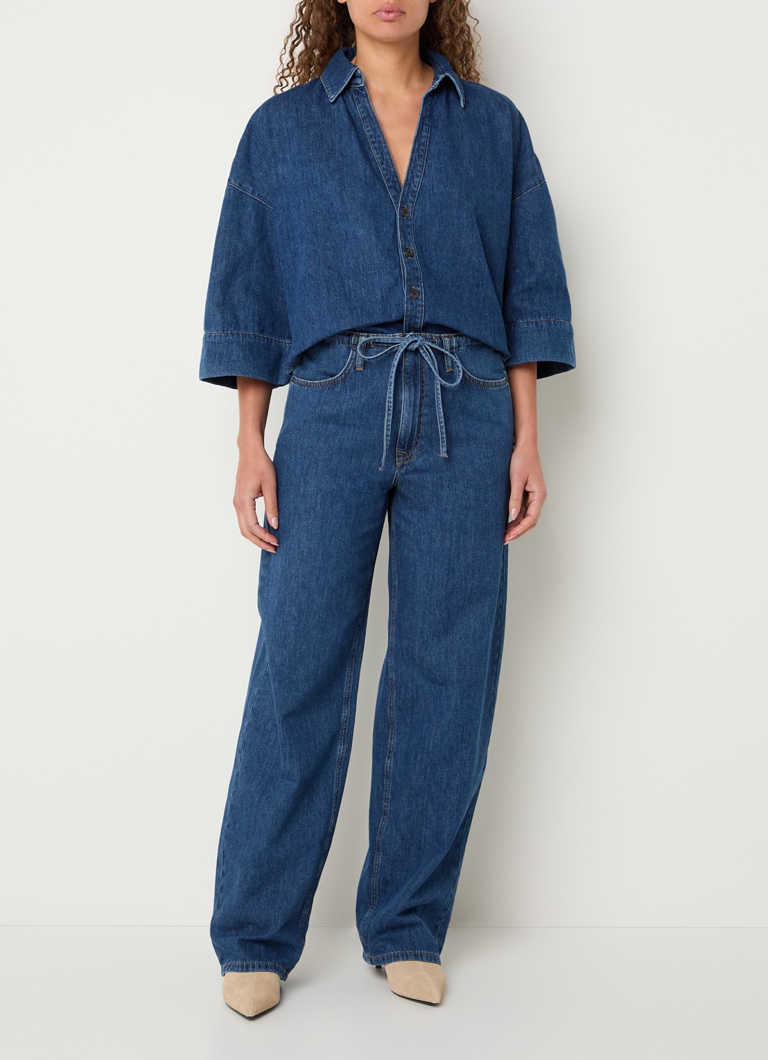 Summum Blouse van denim - voorkant 2 indigo