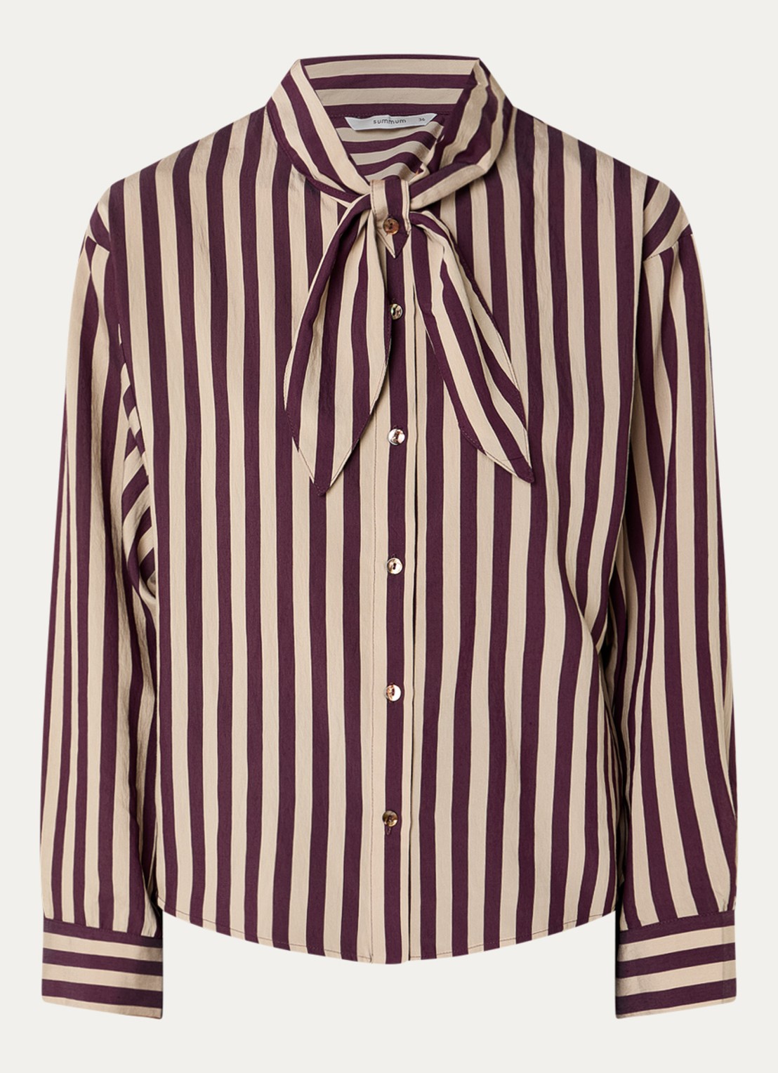 Summum Blouse van satijn met streepprint - voorkant bruin