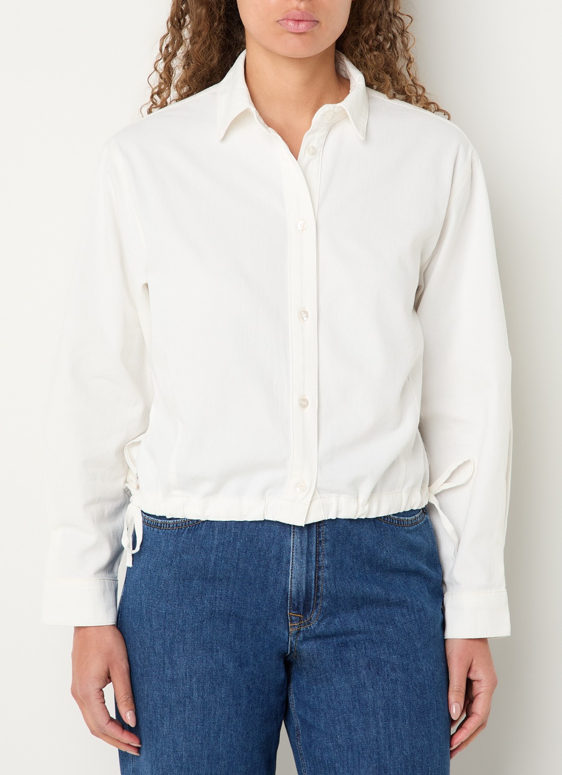 Summum Cropped blouse van katoen - detail 4 wit