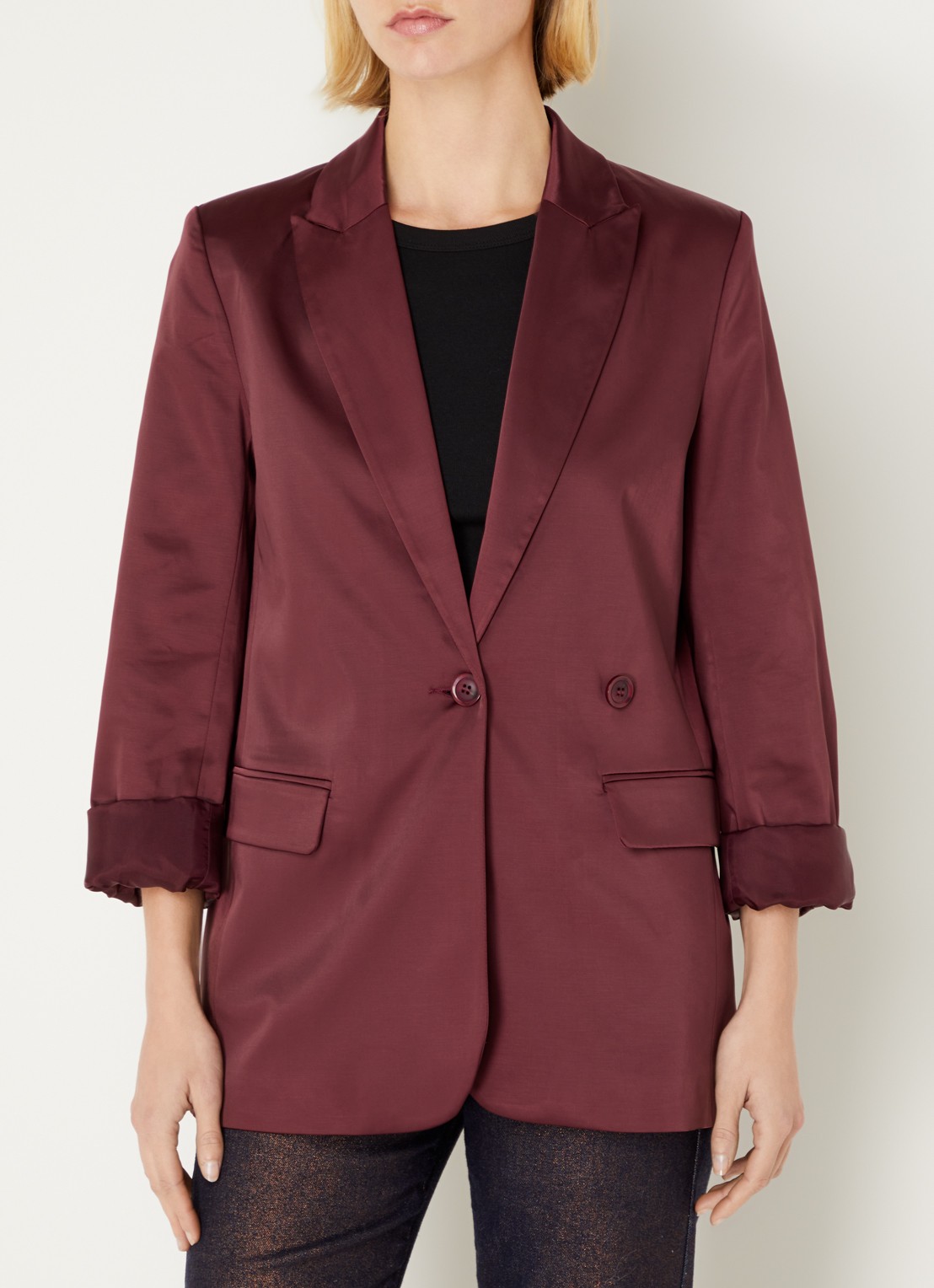 Summum Double-breasted blazer met schoudervulling - detail 2 bordeauxrood