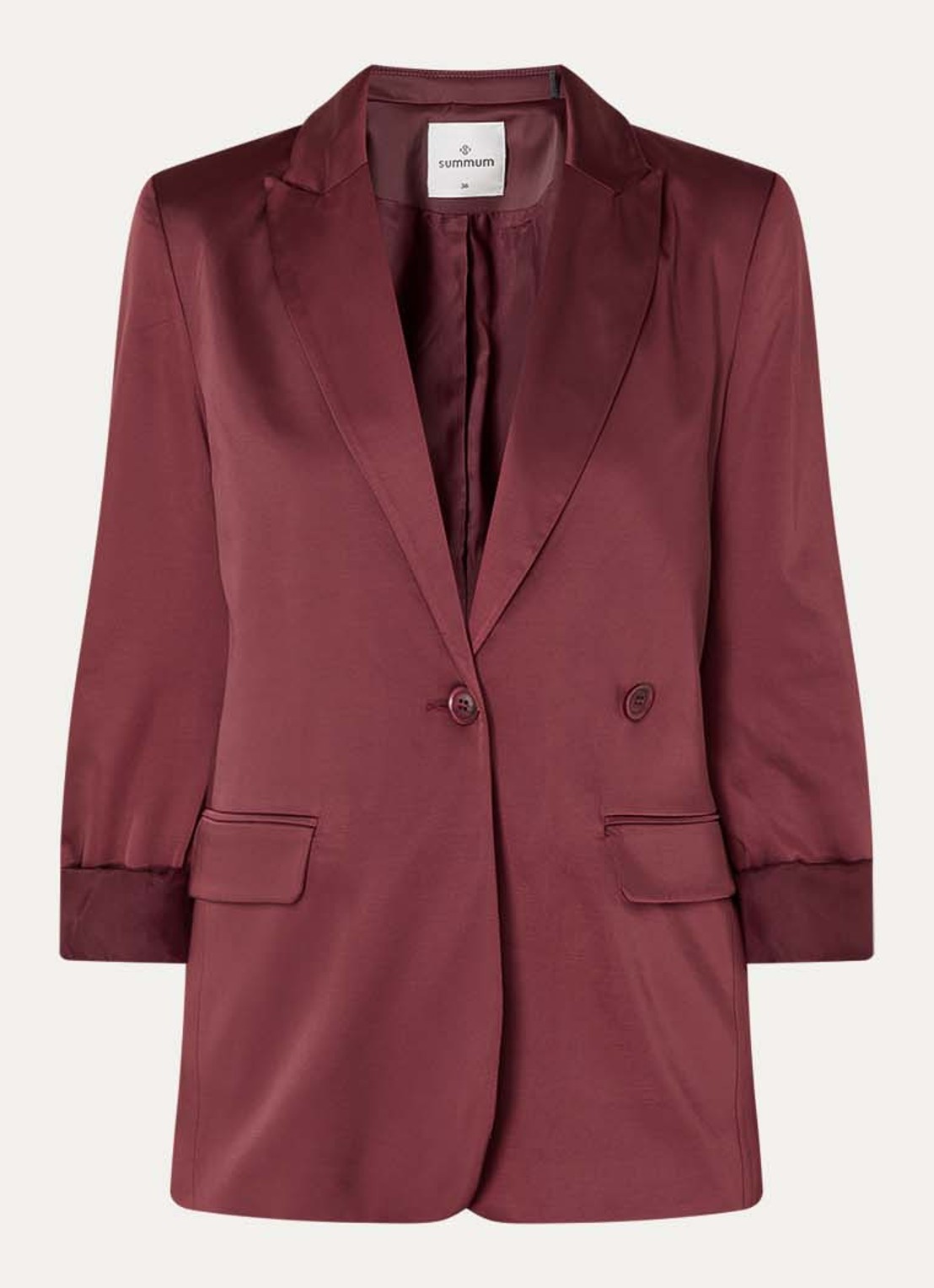 Summum Double-breasted blazer met schoudervulling - voorkant 3 bordeauxrood