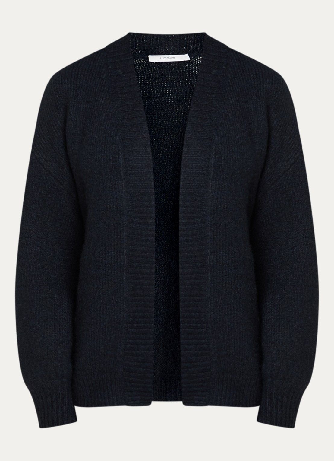 Summum Fijngebreid openvallend vest in wolblend - voorkant 3 donkerblauw